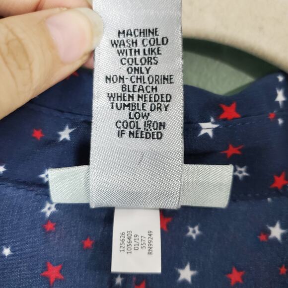 Catherines Womens Navy Blue Star Lightweight Button Up Tunic Blouse Size 3XWP - Picture 5 of 5